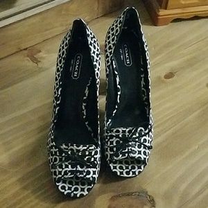 Coach peep toe chunky heels